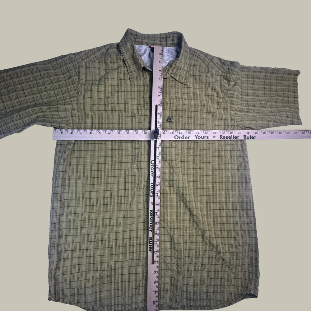 The North Face Mens Large Green Plaid Short Sleeve Hiking Button Down Shirt L